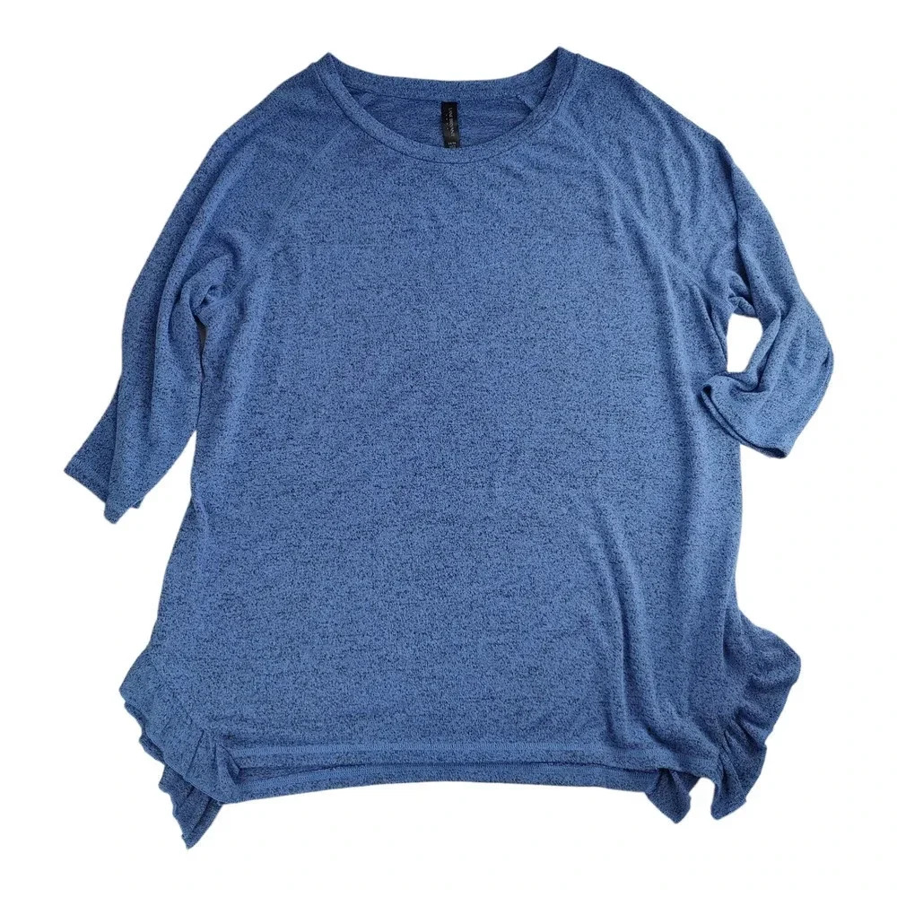 Lane Bryant Women's Size 14/16 Marled Blue 3/4 Sleeves Knit Top